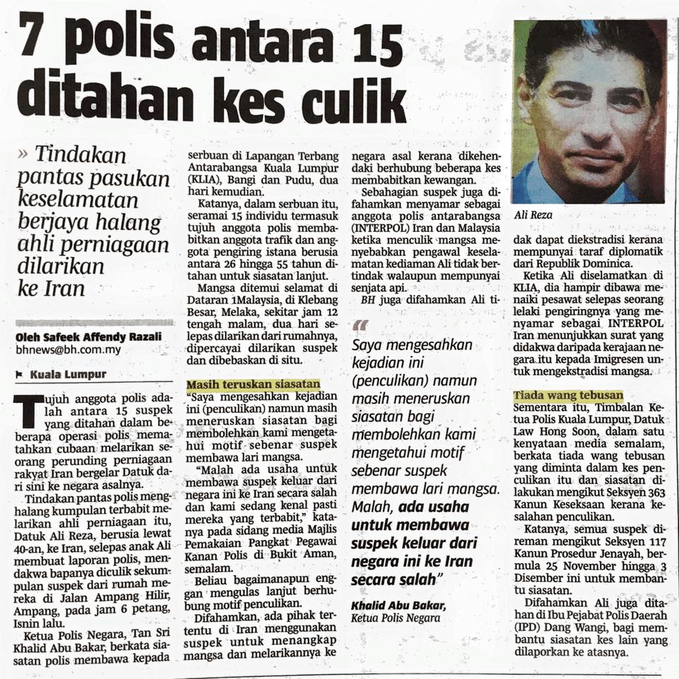 7 polis antara 15 ditahan kes culik