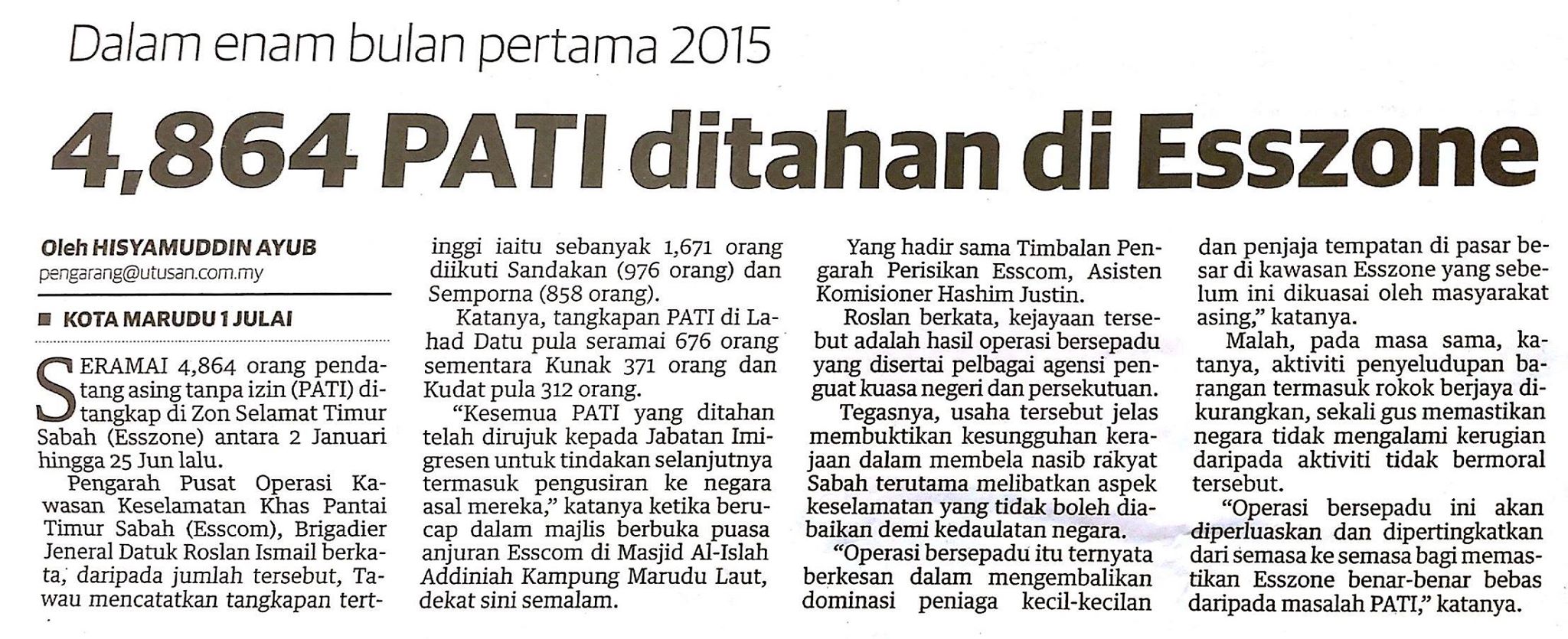Dalam 6 Bulan Pertama 4864 PATI ditahan di ESSZONE
