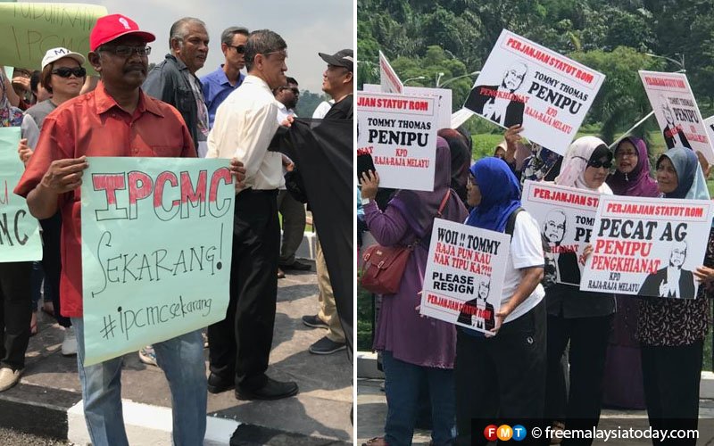 Groups gather outside Parliament with opposing demands on Rome Statute Suhakam findings